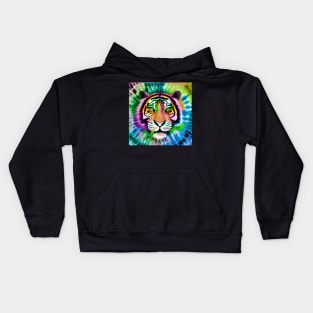 Tie-Dye Tiger Head Painting Kids Hoodie